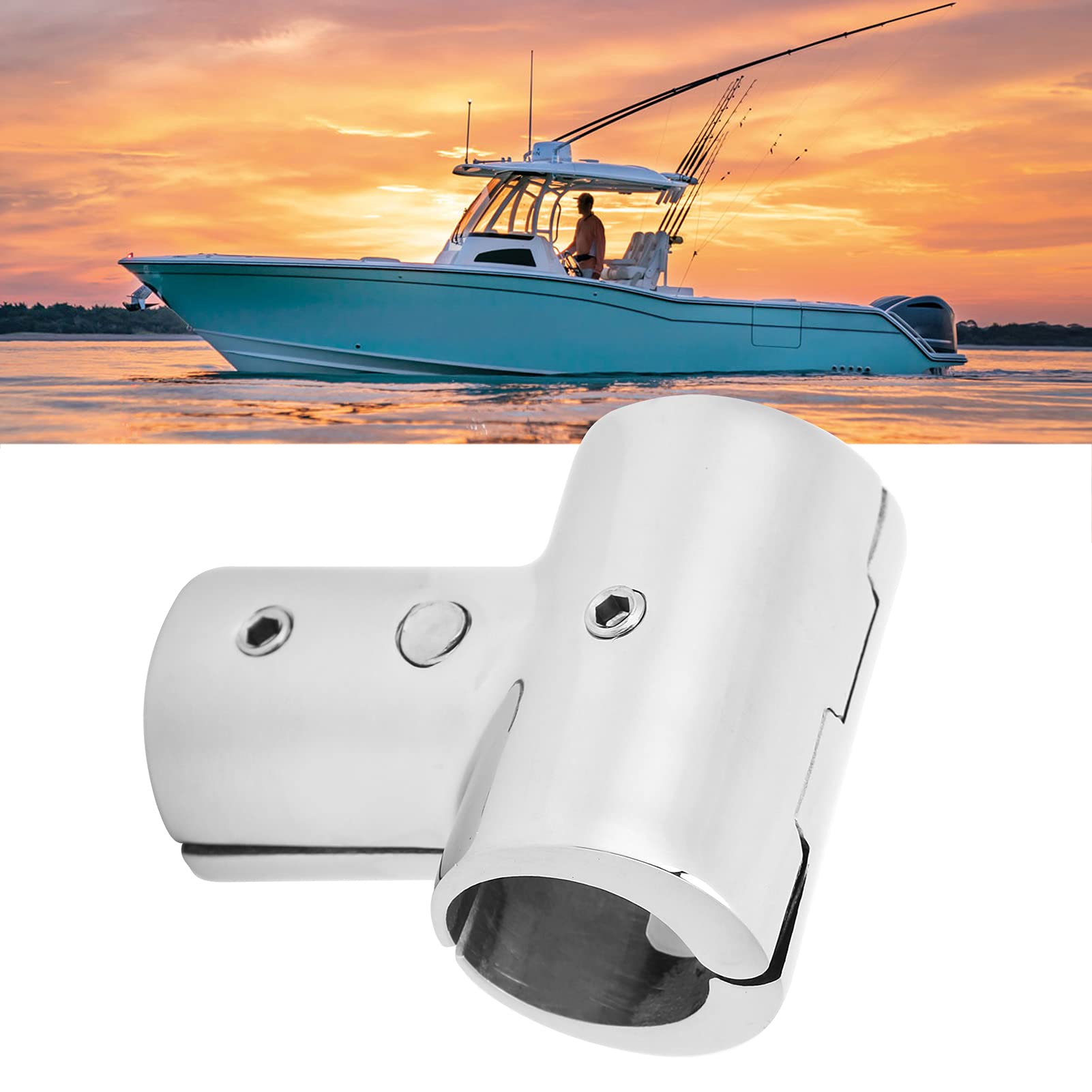 Buachois Connecteur en T, Connecteur Fendu en T en Acier Inoxydable, 3 Voies Raccords de Tuyaux de Raccordement de Tubes, Accessoires Matériels pour Bateau
