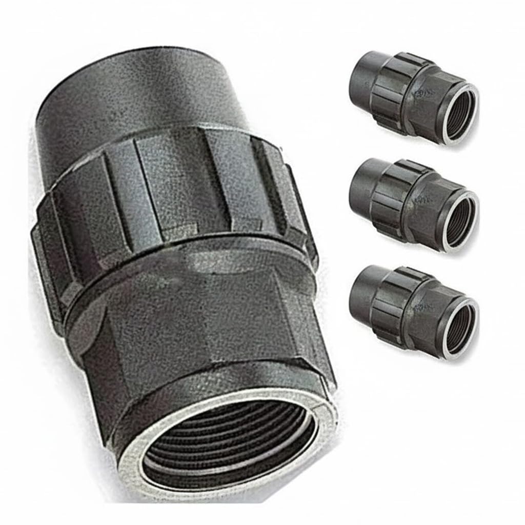 Suinga Pack 4 Enlace Hembra Polietileno 75mm x 2 1/2'' para Tuberia de polietileno 75 mm | Enlace rosca Hembra 75 Aenor | Conector riego, negro