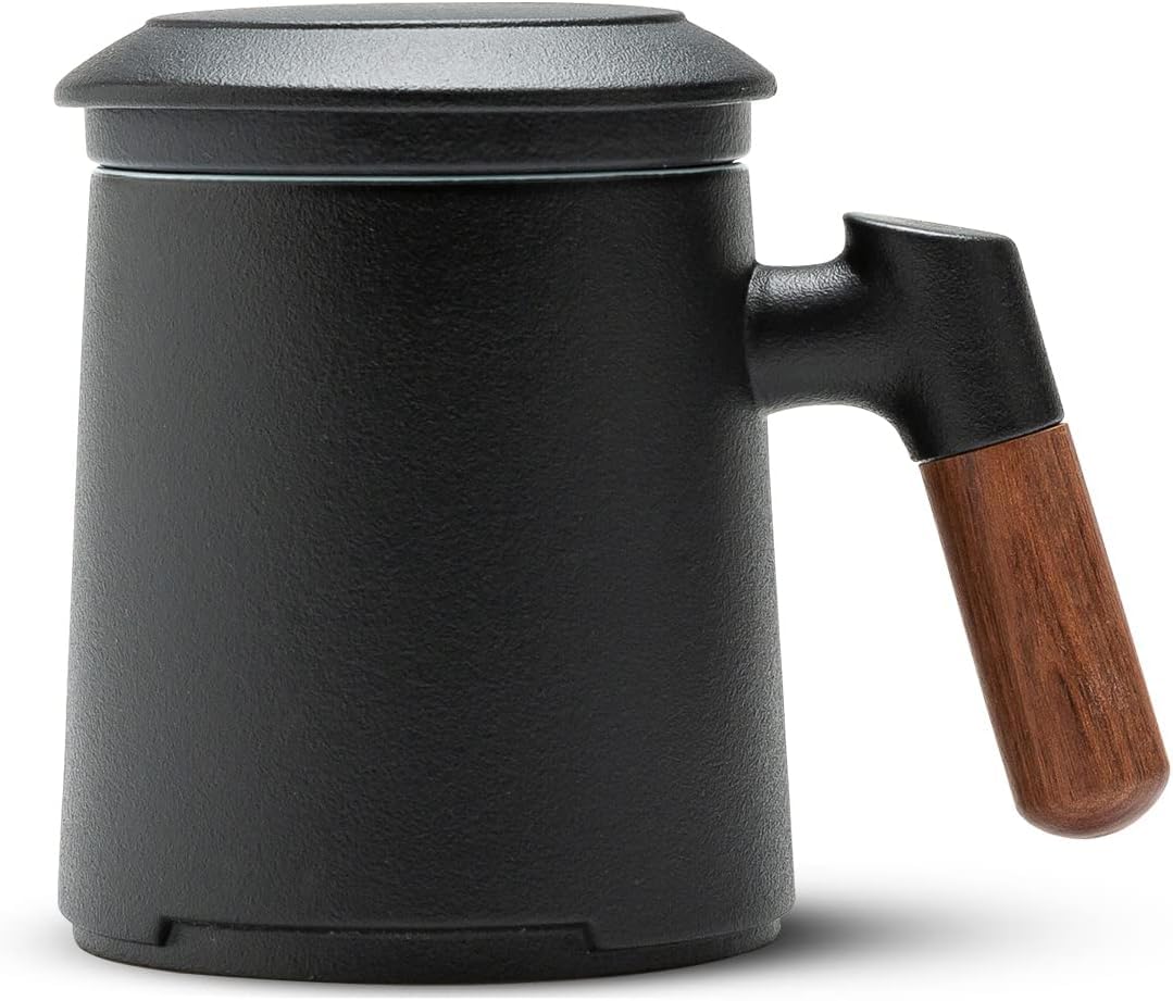 CPENSUS Ceramic Coffee Mug with Infuser and Lid Wooden Handle Lemon Tea Cup with Filter for Steeping Loose Leaf Coaster Earthenware asthetic Best Gift for Wife Husband 400 ml (B0D1GC5C7H) Amazon Price History, Amazon Price Tracker