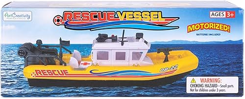 Miniatura 6 de ArtCreativity Buque de rescate acuático, barco de juguete a batería para niños, flota en el agua, bañera flotante y juguete de piscina para niños