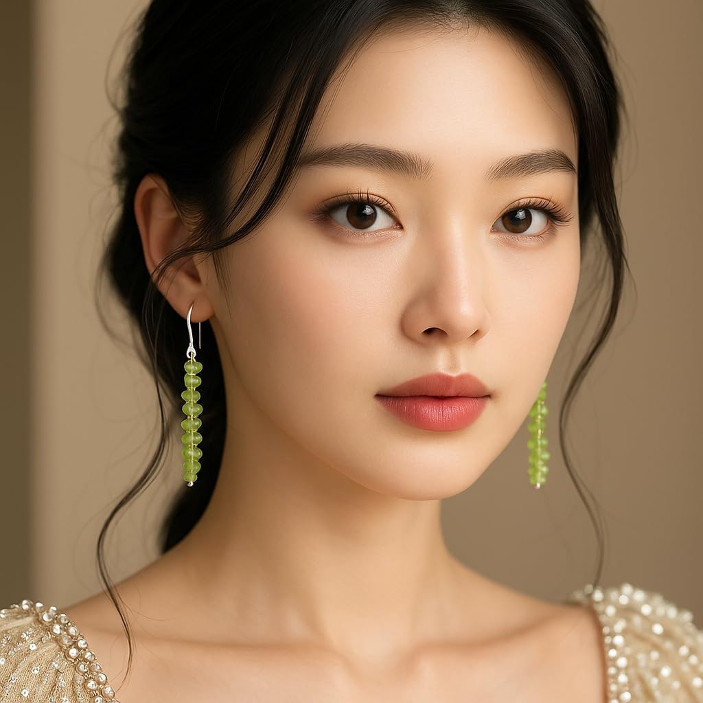 Gemstone Chips Dangling Long Earrings, Stone 2-3 MM, Silver Plated, Handmade Jewelry, Chakra Healing Crystals, Polished Nuggets Stones, Women Earrings, Gemstone Jewellry - Image 2