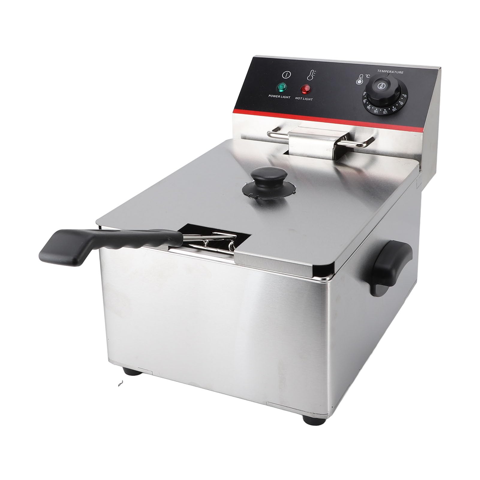Fdit Freidora Eléctrica 3000W 6L, Aleación de Aluminio con Limitador de Temperatura y Apagado Automático para Cocina de Restaurante y Hogar (Enchufe europeo 220V)