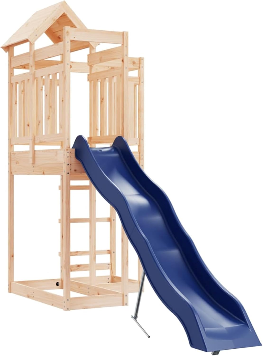 Outdoor Playset, Solid Pine Wood Playground Climber with Wavy Slide, for Kids Ages 3-8 Years