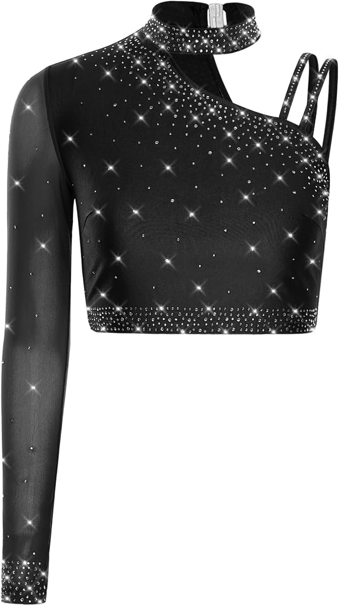 Women's Lyrical Dance Crop Tops Ballet Tops for Latin Rumba
