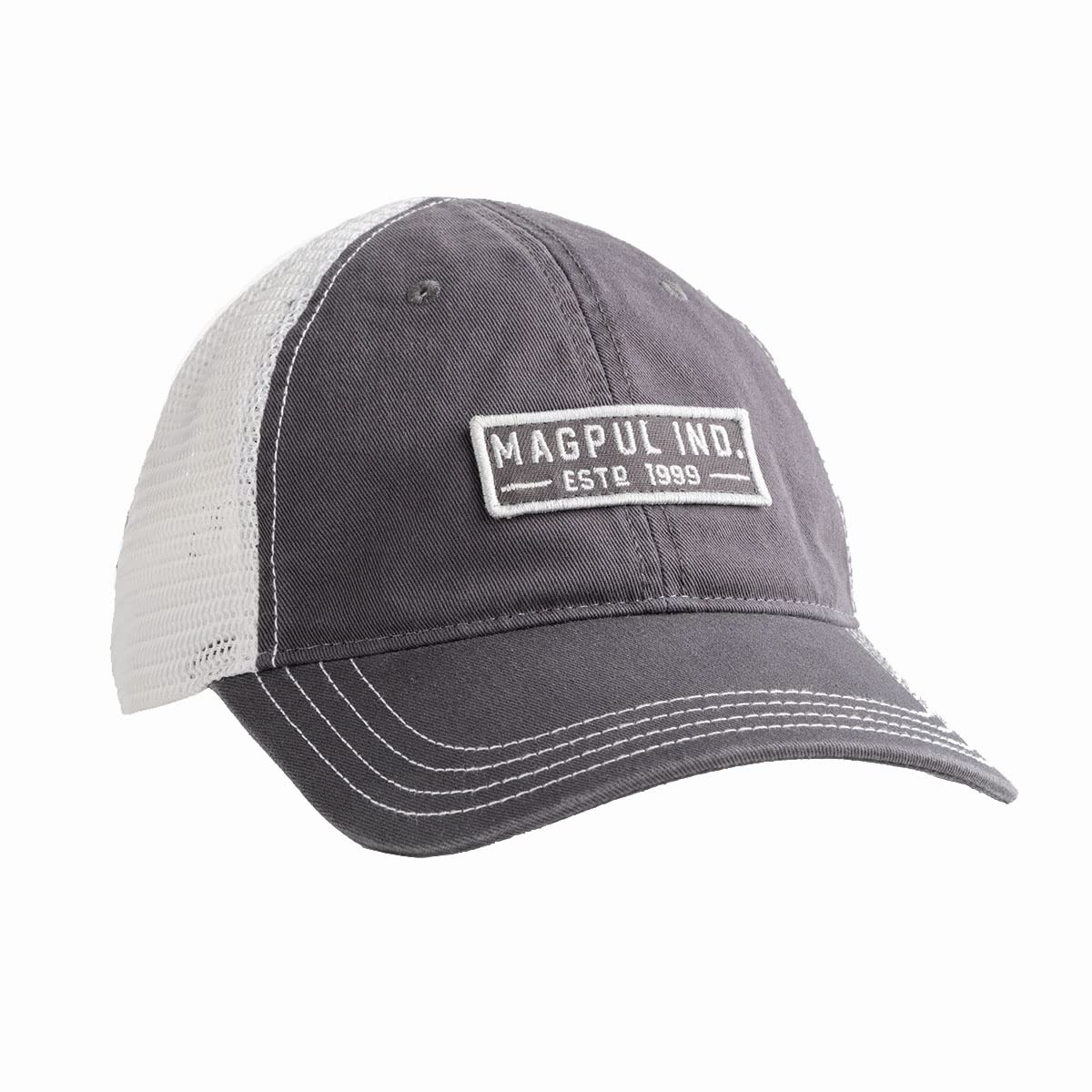 Magpul Unisex's Trucker Hat Snap Back Baseball Cap, One Size Fits, Established Garment Washed Charcoal/White