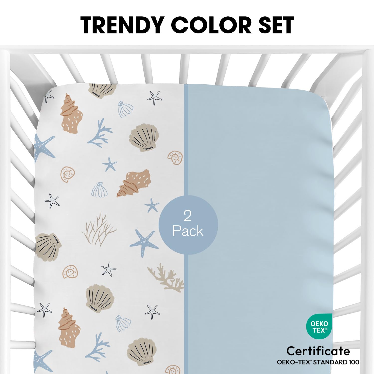 Little Grape Land Cot Sheets for Boys Girls 2 Pack Cot Sheets Fitted Size 70 * 140 * 17cm for Crib and Toddler Mattresses Soft Breathable Microfibre - Image 2