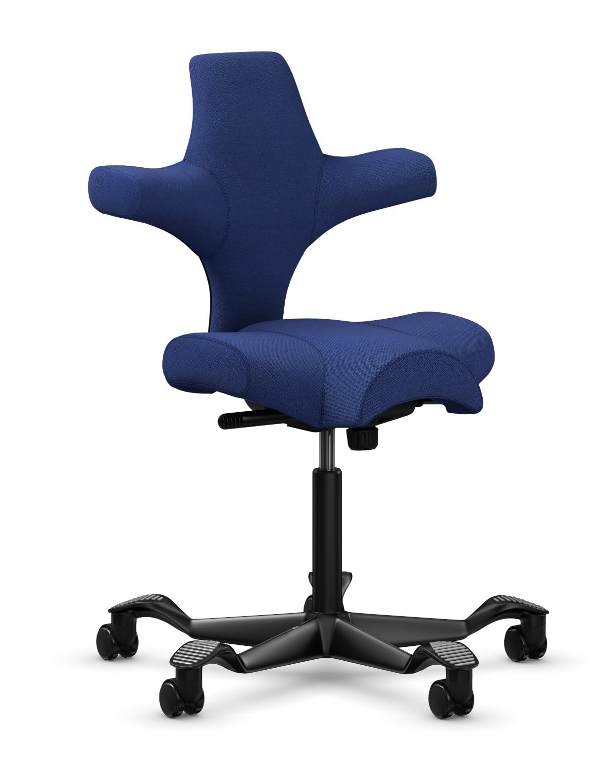 HAG Capisco Sit to Stand Chair-Black Frame-Upholstered Cobalt Blue