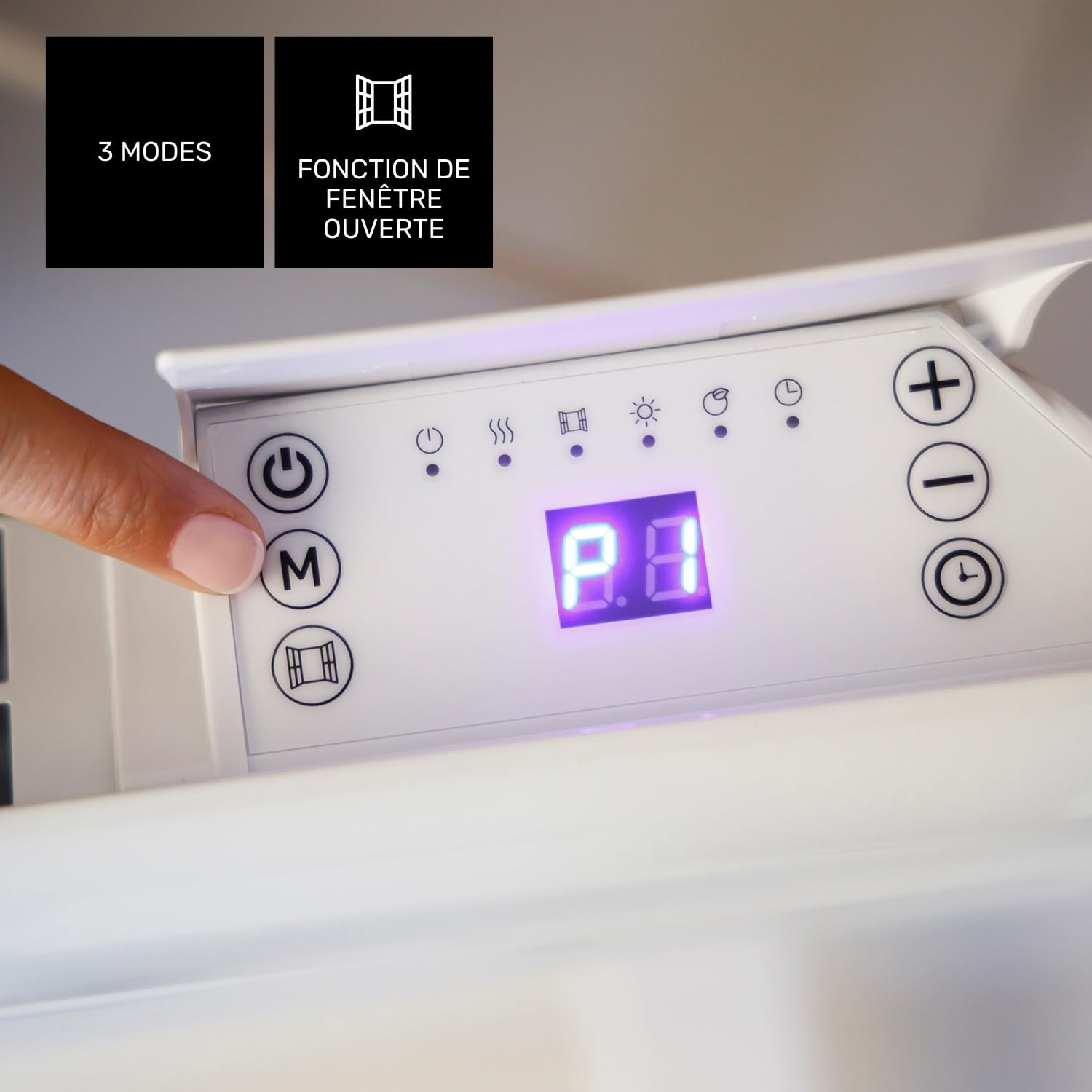 Taurus CHTA 500 - Convecteur électrique 500W, IP24 pour une utilisation en salle de bain, Support mural, Écran numérique, Programmable, Sécurité anti-chauffe, Capteur "Fenêtre ouverte", Blanc