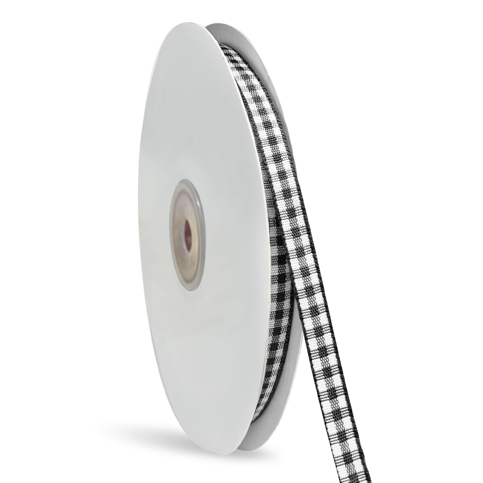 Photo 1 of 1 Rolls Gingham Ribbon, 1/4 Inch x 50 Yard Plaid Ribbon 100% Polyester Woven Edge Picnic Craft Ribbon for Crafts, Gift Wrapping, Party Decoration (Pink and White)