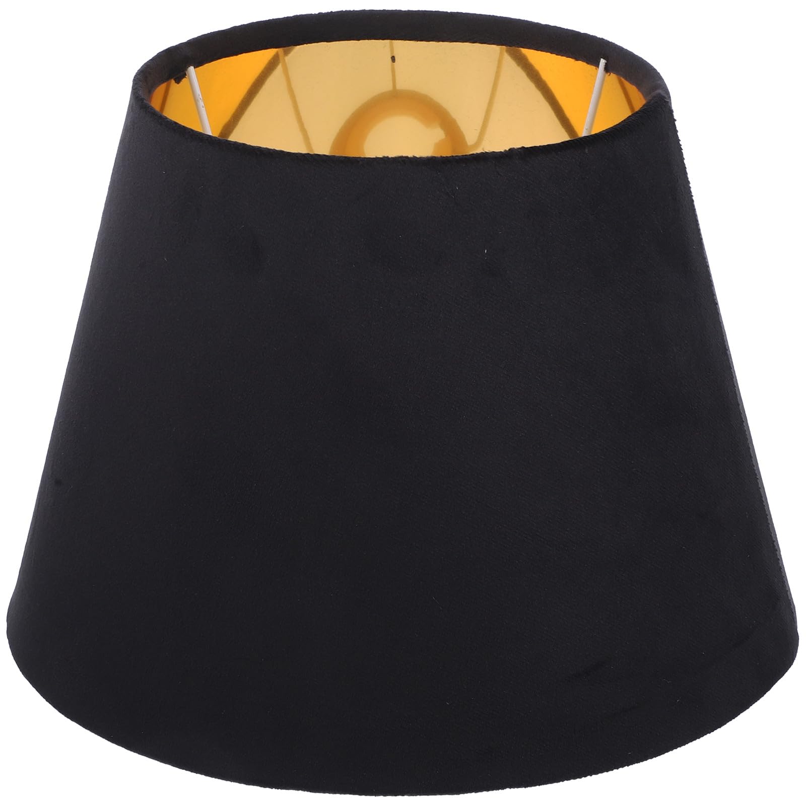 VALICLUD Velvet Fabric Desk Lamp Shade with Gold Lining 25cm Black Outer E27 E14 Lamp Shade Replacement for Household and Hotel