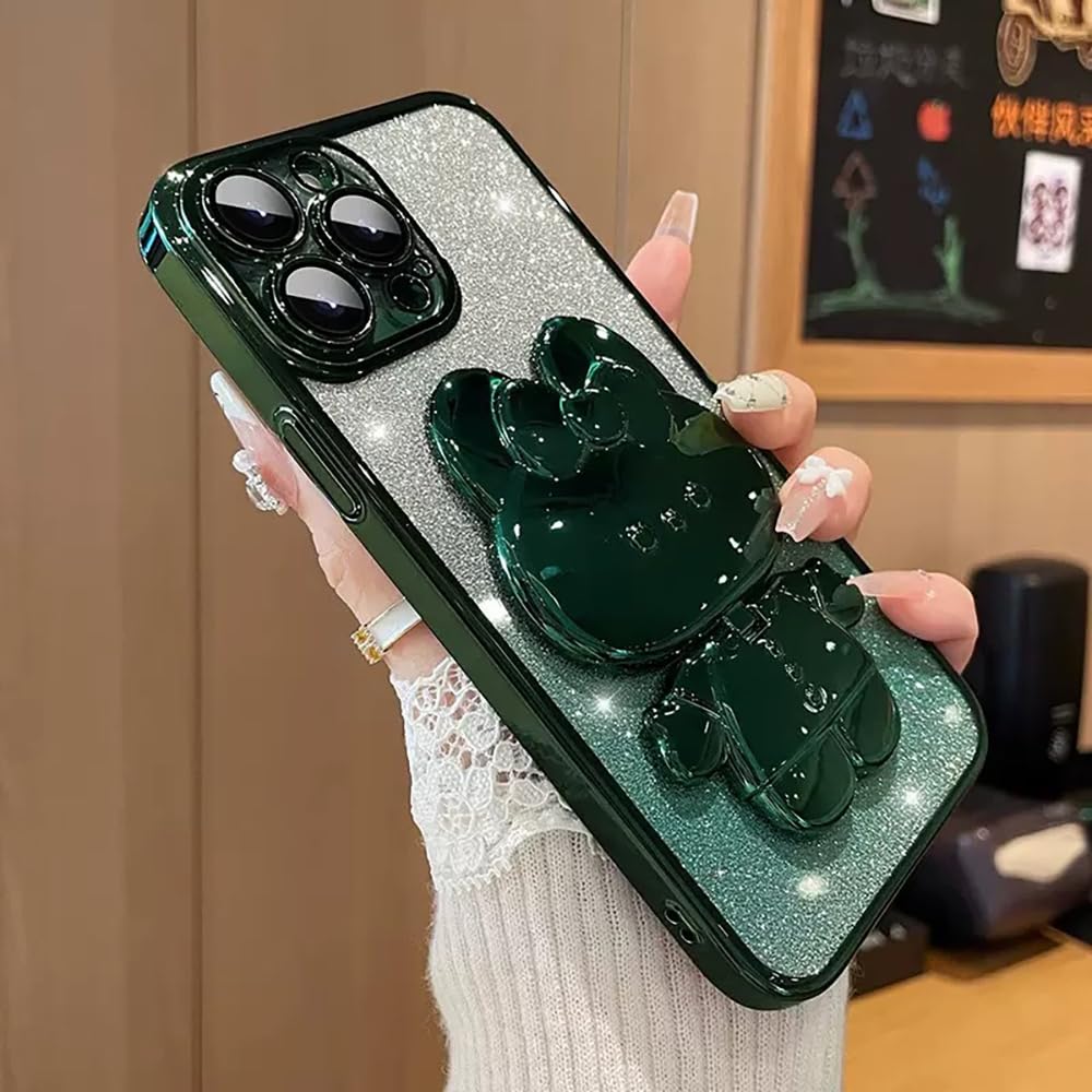 Coque iPhone 15 Plus dessin animé vert Roemary avec support miroir - 8
