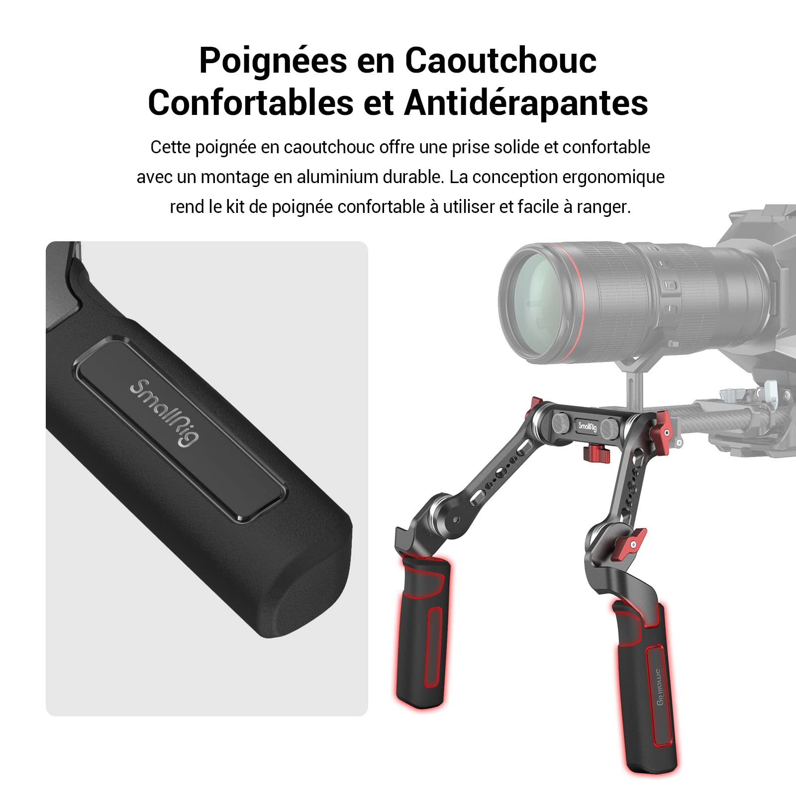 SMALLRIG Poignée Kit, Support Epaulière Rig pour 15mm Rod Clamp Système avec Bras d’Extension Poignée - 2002F