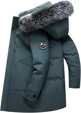 Down Jacket Coats Mens Windproof Warm White Duck Down Hooded Jacket Parka Winter Overcoat Puffer Jacket