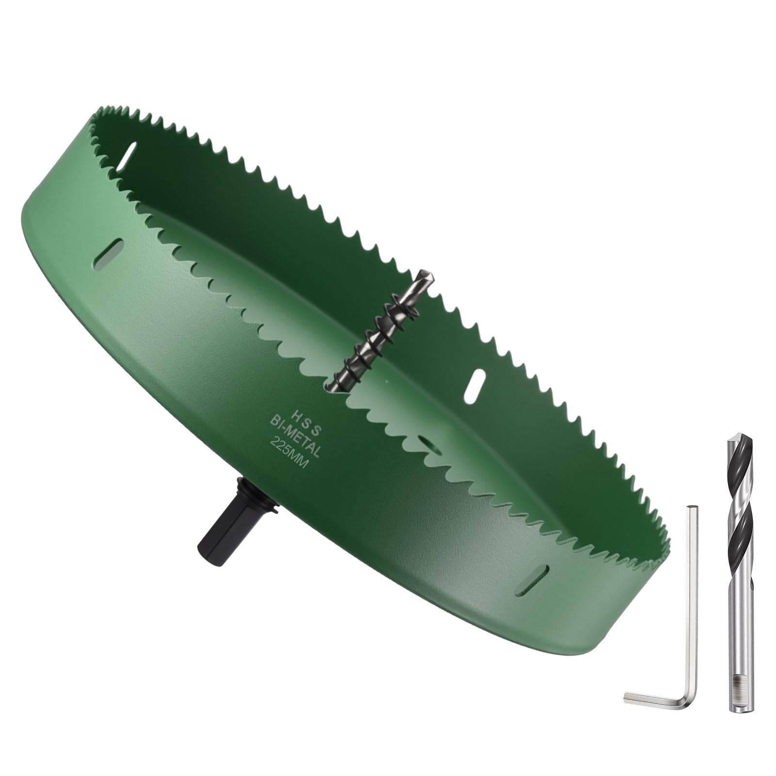 DTGN 8-7/8" Bi-Metal Hole Saw M42 HSS - 225mm Hole Cutter - Good for Thick Stainless Steel/Alloy/Aluminium/Brass/Copper - Green