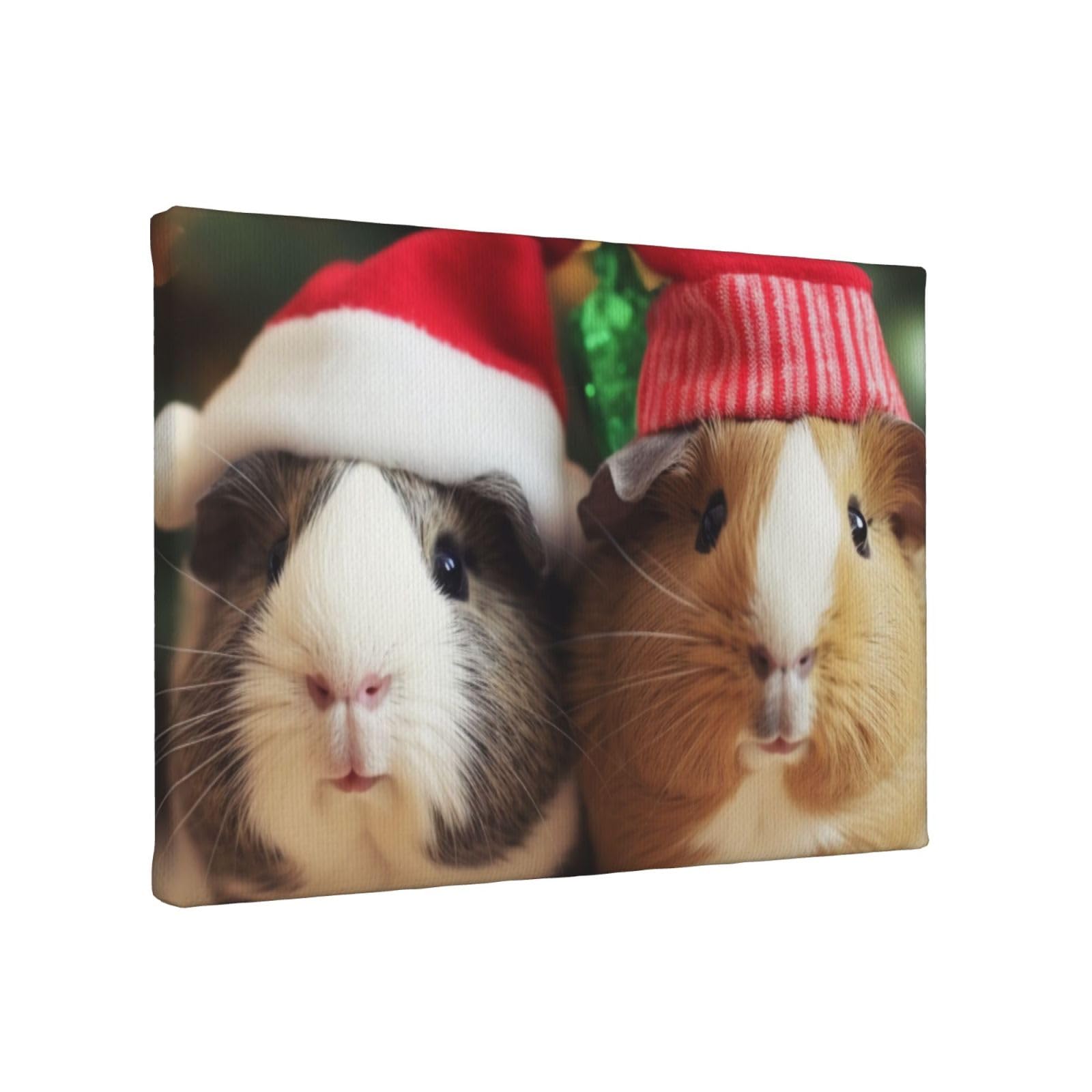 YKLJG christmas cute guinea pigs Printed Wall Art Canvas Painting 30x20 CM Wooden Framed Picture Painting Artwork Prints for Bedroom Kitchen Home Office Decor