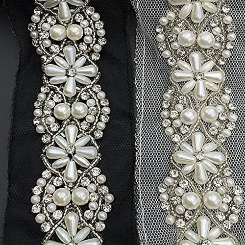 1 Yard 2.16 Inch Vintage Pearl Beads Lace Trim Bridal Belt Beaded Ribbon Wedding Dresses Embellishment Garment Sewing #TOP4