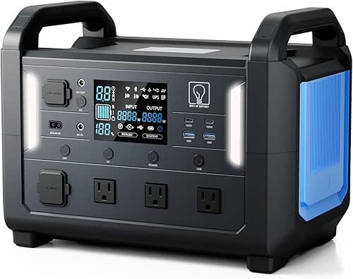 TB1200 Portable Power Station, 1152Wh LiFePO4 Solar Generator, 3*1200W(Peak 2400W)AC
