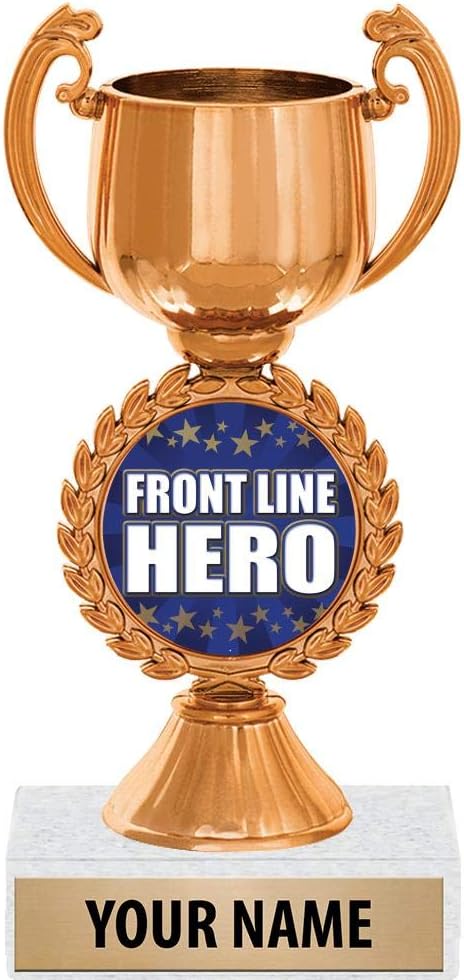 6.5" Bronze Front Line Hero Trophies, Custom Chaplet Cup Front Line Hero Trophy Award Prime