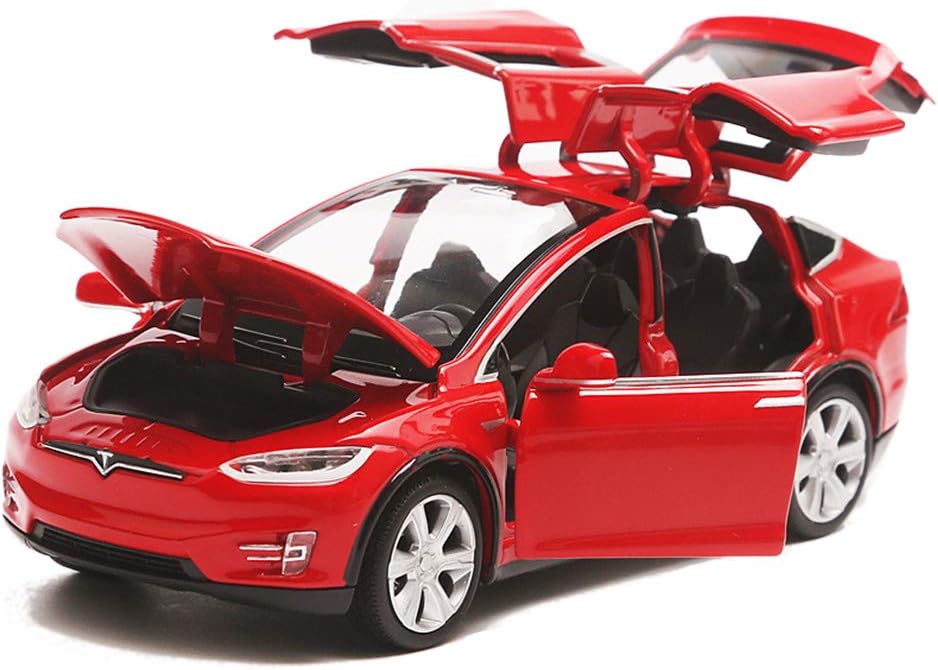Tesla X 90 1:32 Scale Car Model, Sound and Light, Pull-Back Function, Gift for Children, Unisex, Ages 3+