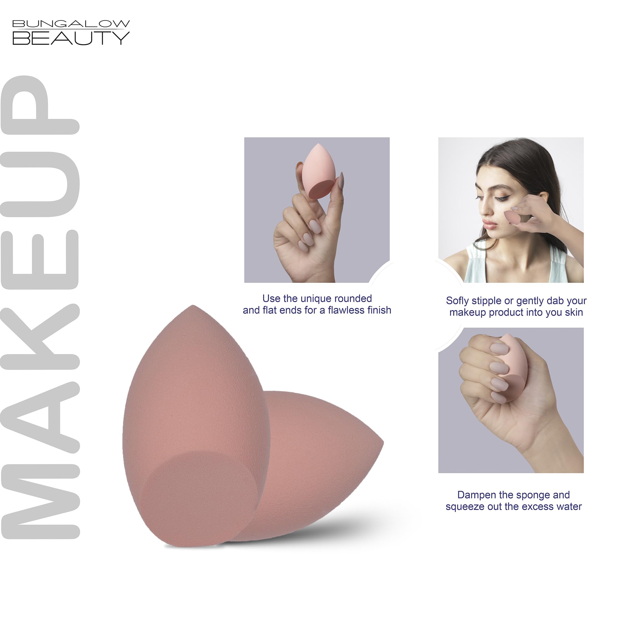 BUNGALOW BEAUTY Kabuki Brush & Blender Set – Premium Flat Top Foundation Brush with Soft Synthetic Bristles and Beauty Sponge – Flawless Makeup Application for Liquid, Cream & Powder – Professional Face Brush Kit 1