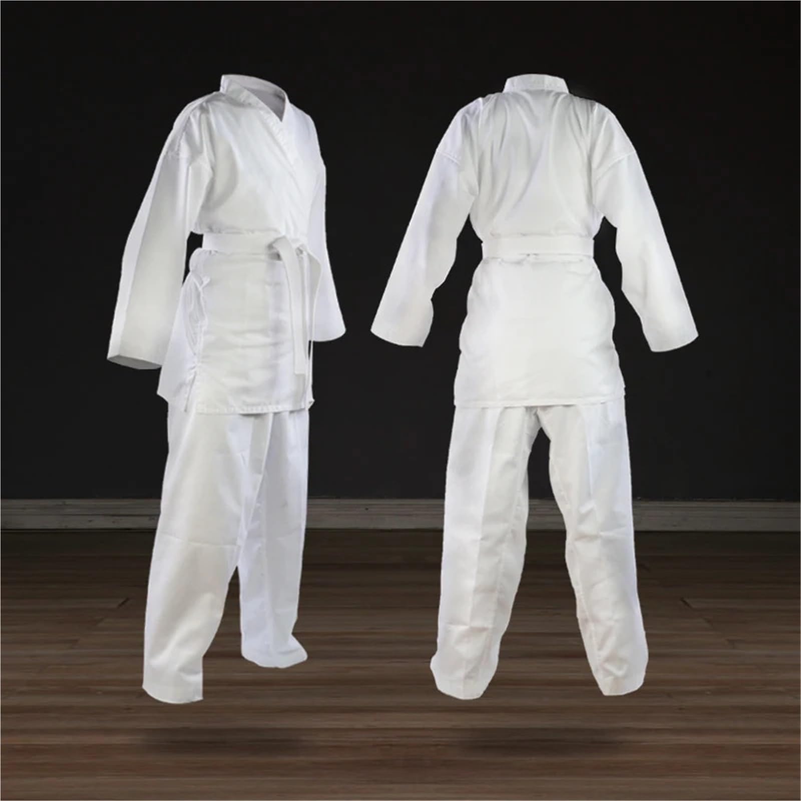 Uniforme de Karate de Cuello Blanco for Adultos y niños, Ropa de Tela Transpirable de Taekwondo, Conjuntos de Kimono Dobok para Formación, Rendimiento(L 160)