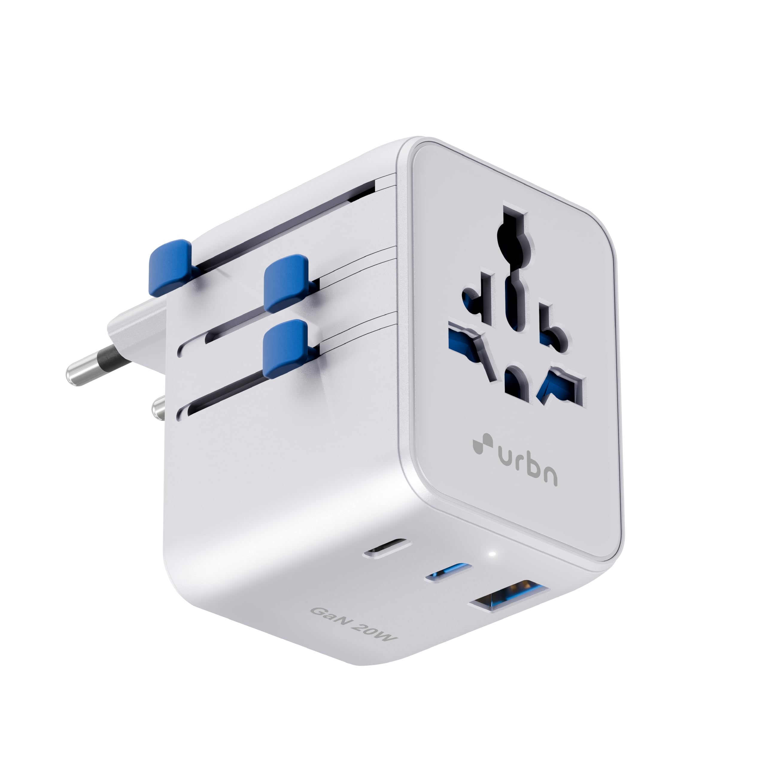 URBN 20W GaN Universal Adapter | Charge 4 Devices Simultaneously | 2500W Universal Socket | Dual USB-C + USB-A | Smart Travel Multi Plug | Global Compatibility | 6-Layer Safety Protection-image-11