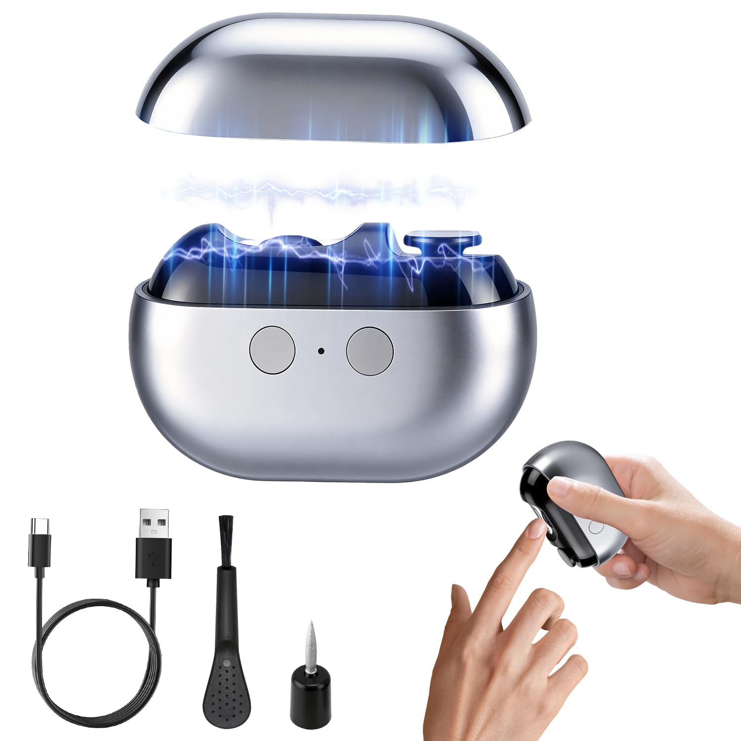 Coupe Ongles électrique 2en1, Lime a Ongle Electrique avec lumière LED, 2 Vitesses, Lime à ongles électrique pour Bébé, Enfants, Adultes, Personnes âgées (gery)