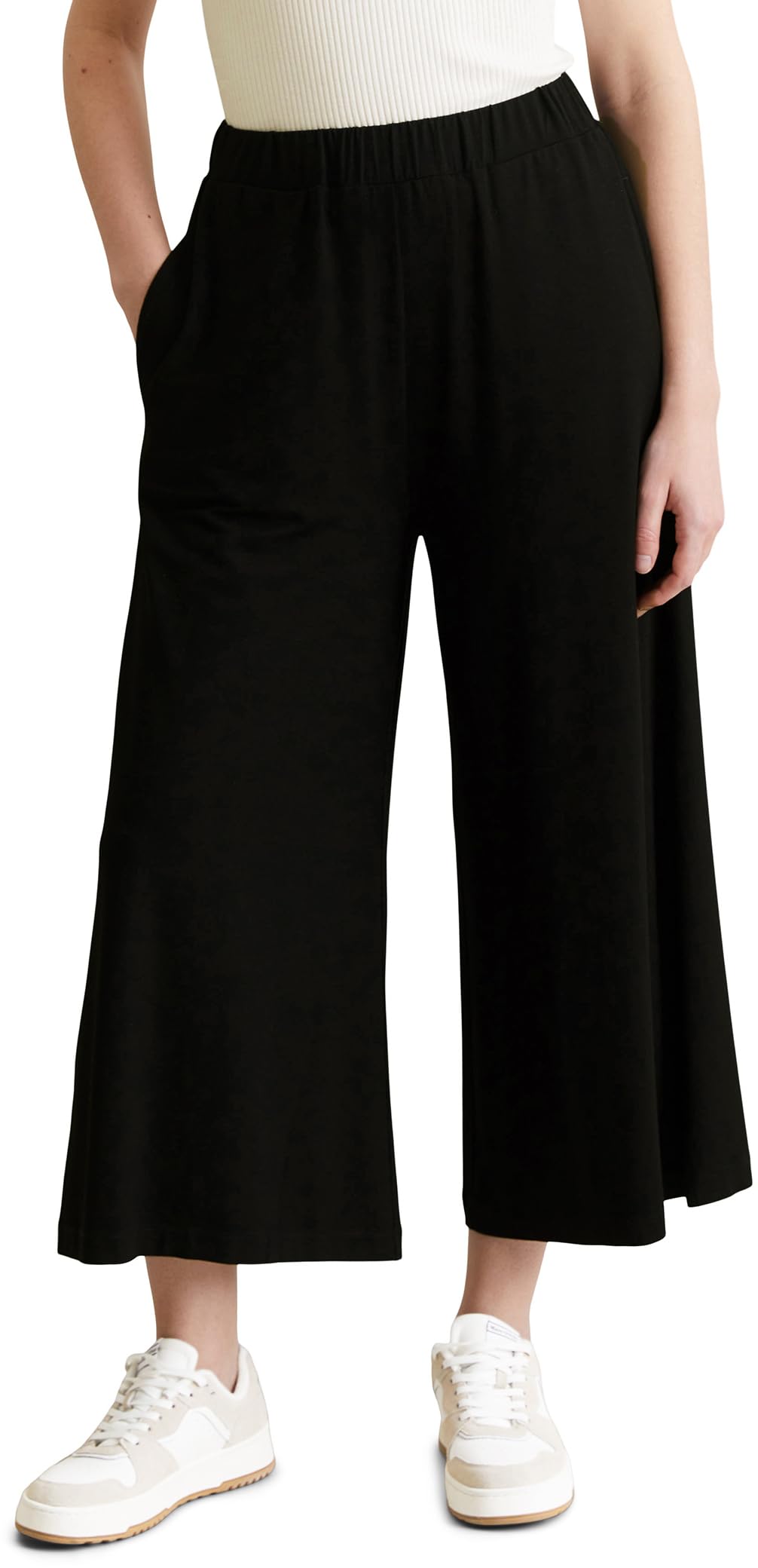 MARC O'POLO DENIM Culotte Damen XS Schwarz – 97% Viskose, 3% Elasthan, knöchellang