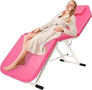 Camilla de masaje plegable para spa salón de belleza, cama cosmética, mesa de masaje, mesa de masaje plegable, silla de masaje, silla de masaje, banco de masaje, cama de cosméticos, color blanco/rosa,