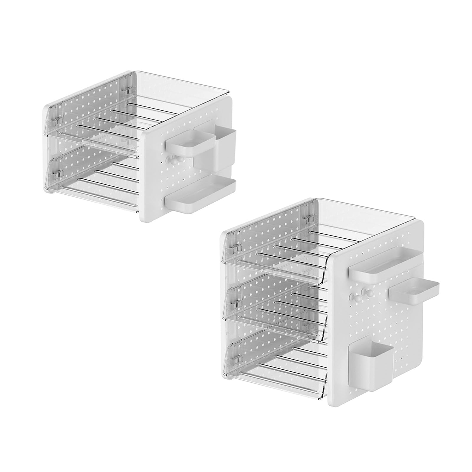 Bandeja organizadora apilable para archivos, con estante de tablero perforado y taza para bolígrafos, bandeja de 2 niveles/3 niveles, organizador de documentos, estante de almacenamiento de escritorio