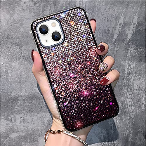 Coque iPhone 14 violette strass brillants LUVI faite main