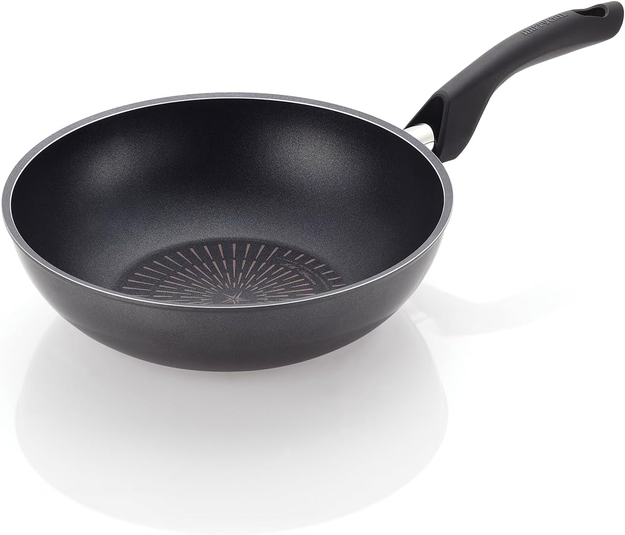 Happycall Induction Titanium Nonstick Wok Pan, Grey, PFOA-free, Skillet, Dishwasher Safe (30cm/11.8in)