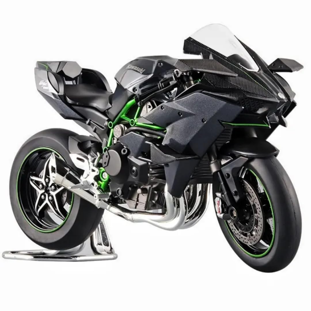 PLUSPOINT Diecast H2R Motorcycle Toy Bike 1:10 Scale Model Vehicles Alloy Simulation Super Bike Also for Car Dashboard Adult Alloy Motorbike Toy Simulation Model Vehicle Toy Street Machine Kids Gift-image-7