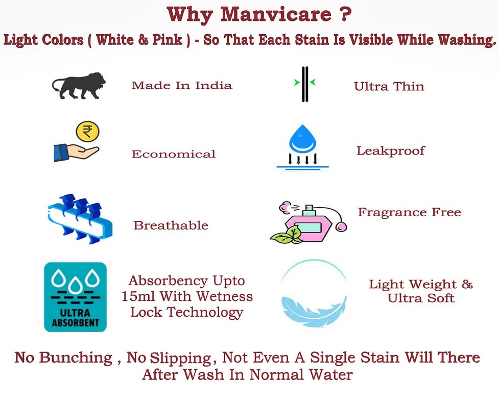 Manvicare Reusable Sanitary Cloth Pads Pantyliners/Panty Liners With Wings for Women - Size 200mm - 6 Pantyliners - Image 7