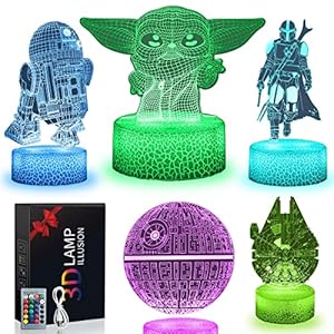 Veilleuse 3D Yoda Star Wars pour enfants 5 motifs et télécommande 16 couleurs pour chambre décoration de la maison Star Wars cadeaux pour garçons filles Star Wars Fan