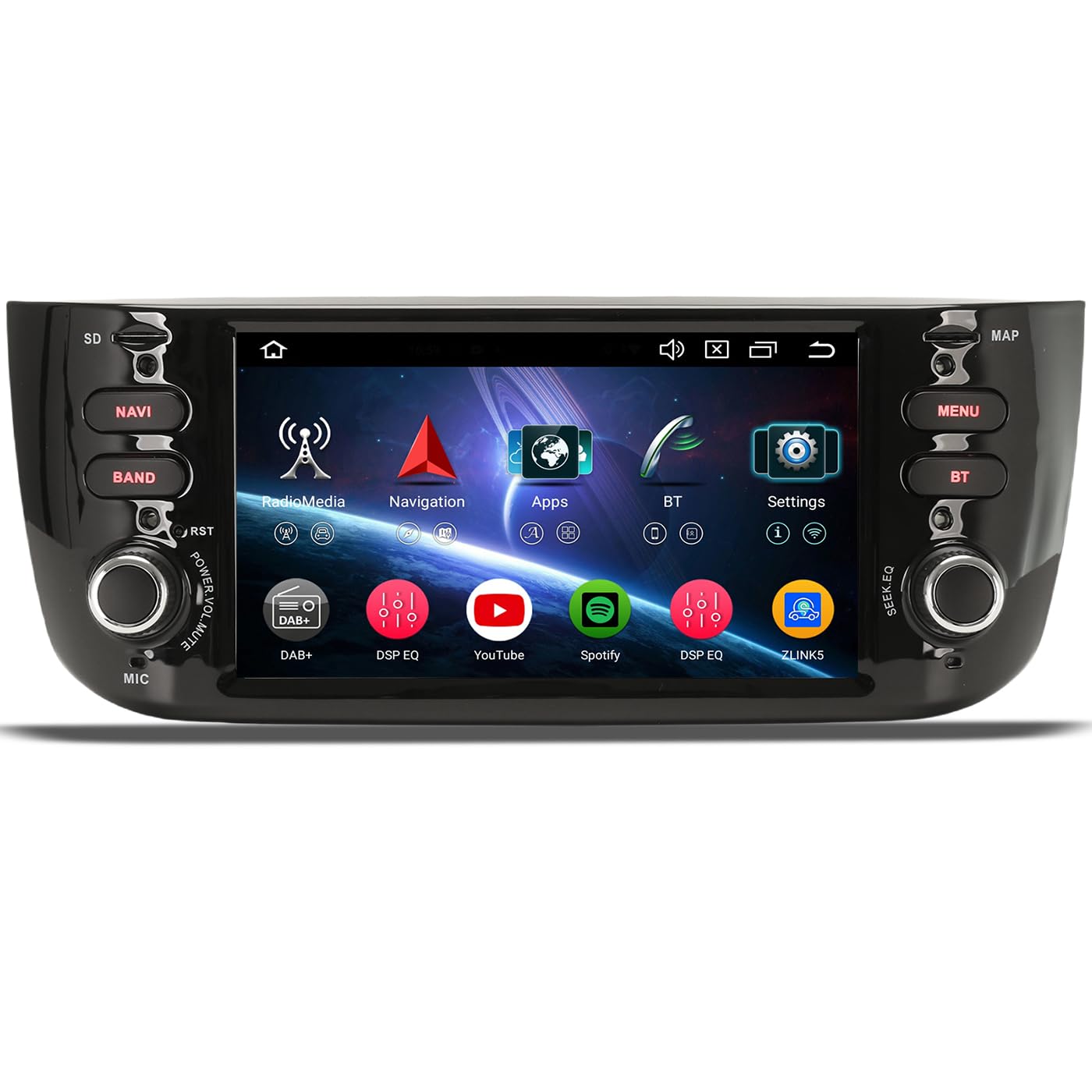 erisin 8 Core 4GB 64GB Android 14 Car Stereo for Fiat Grande Punto Linea 2012-2016 Carplay GPS Sat Nav IPS Touch Screen DSP Bluetooth 5.0 Radio WiFi Dab+ Canbus SWC OBD2