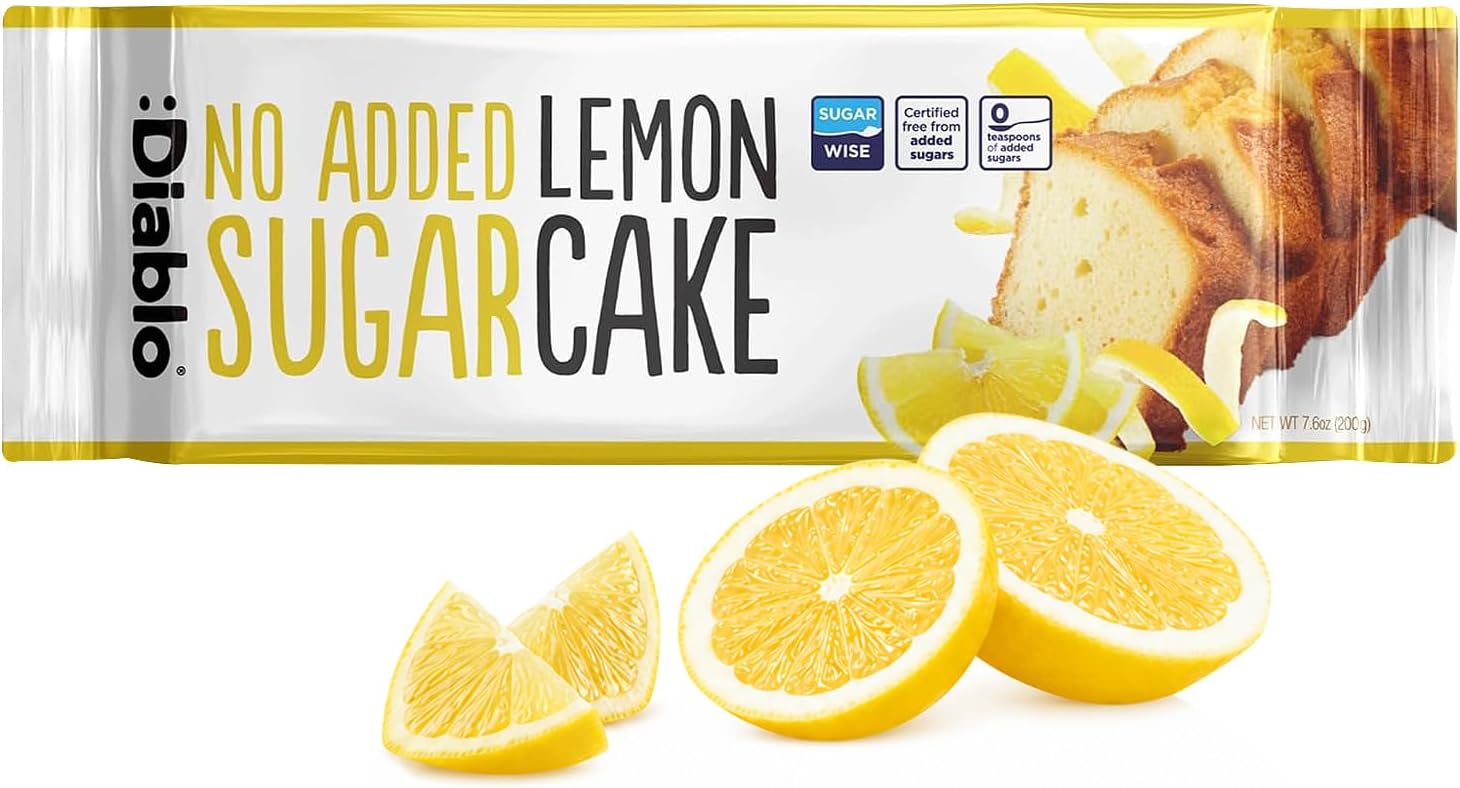 Diablo No Added Sugar Lemon Cake – Healthy Snacks Sweet Treat, Cakes and Desserts for All, Ideal for Snack Time, Tea & Party Treat, Halal & Kosher Approved – 200g (Pack of 1)