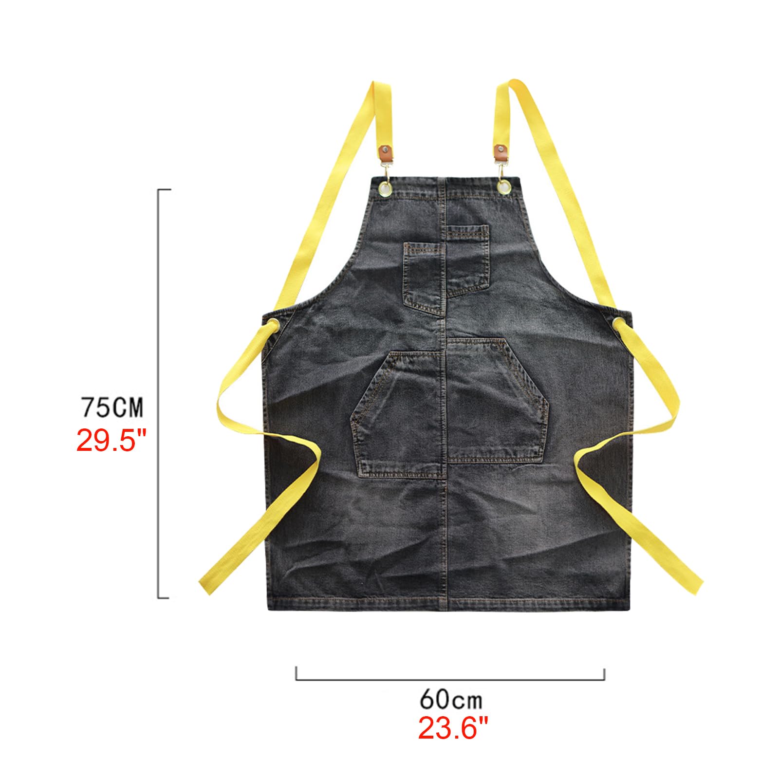 Tabliers, Tablier de travail en jean avec poches, tabliers for chef, coiffeur, cuisine, du bois, for hommes et femmes, bleu