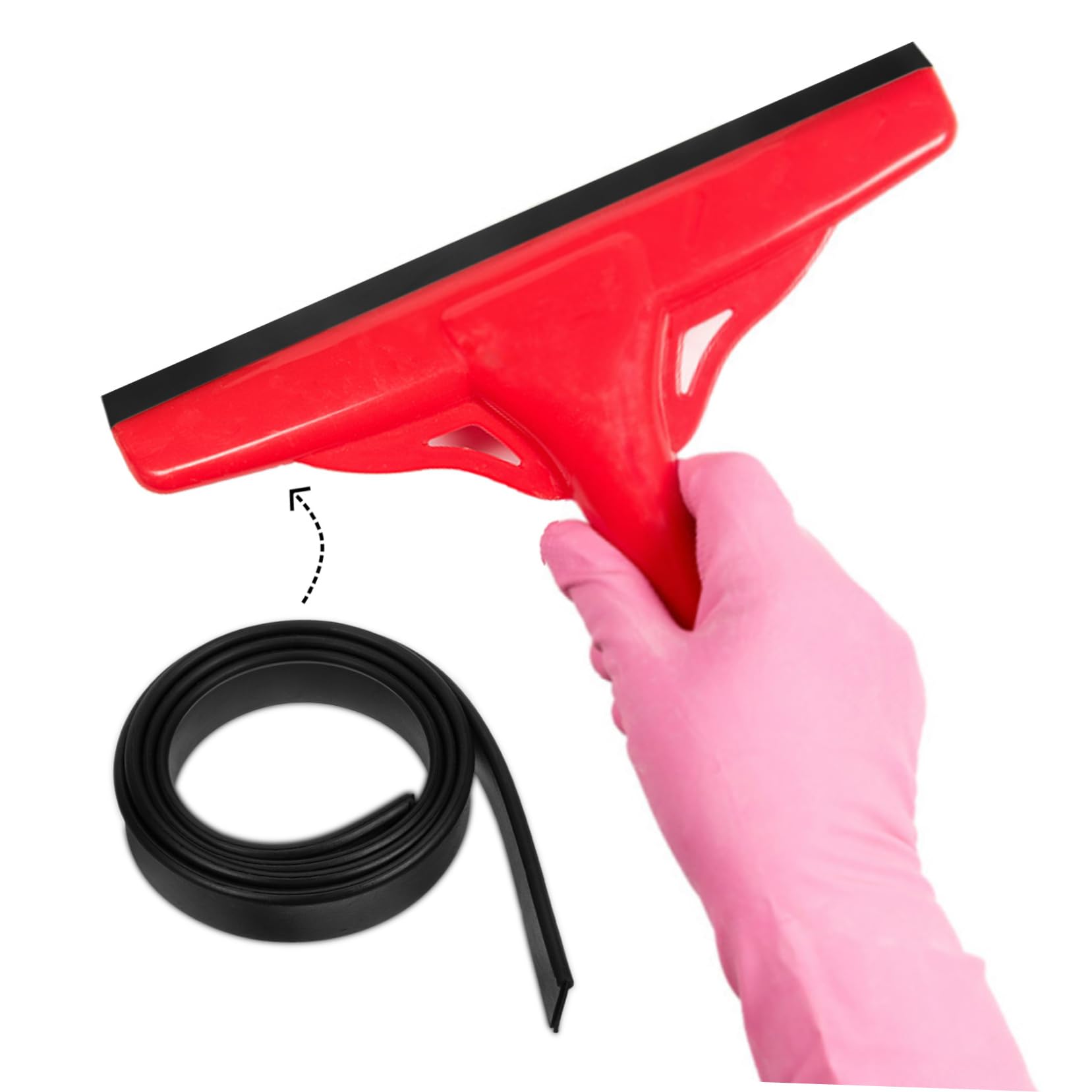 POPETPOP 5 Stück Glaswischerleiste fensterputzer glasbürste Wasserabzieher Windschutzscheibenwischer Schaber Produkt fegen groß Duschabzieher für Duschtüren Fensterwischer Profi Gummi Black