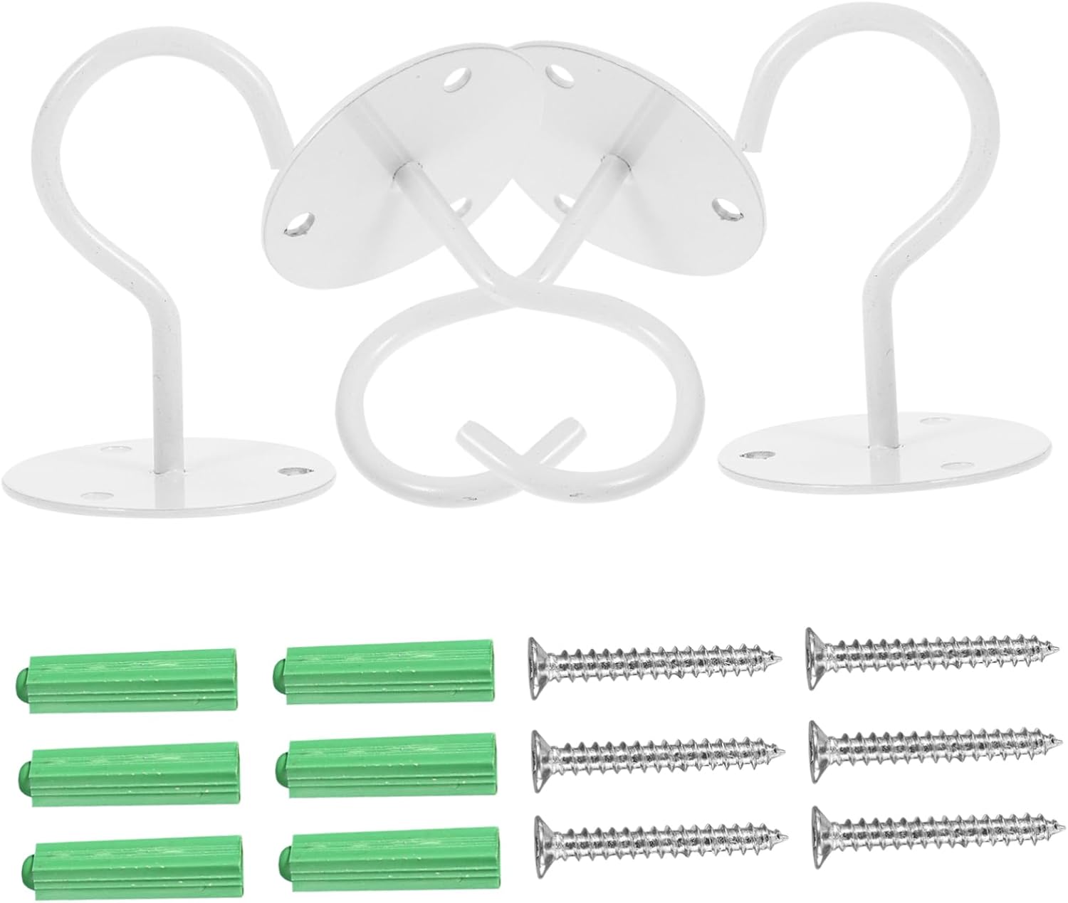 Sosoport 4pcs White Basket Hook Wall Hangers Wall Mounted Hooks Iron