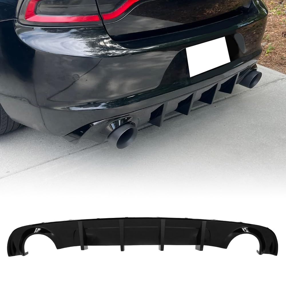 MODILOVER Rear Bumper Diffuser Lip, Compatible with 2015-2023 Dodge Charger Base & SXT, PP Gloss Black Rear Lower Lip Valance Splitter