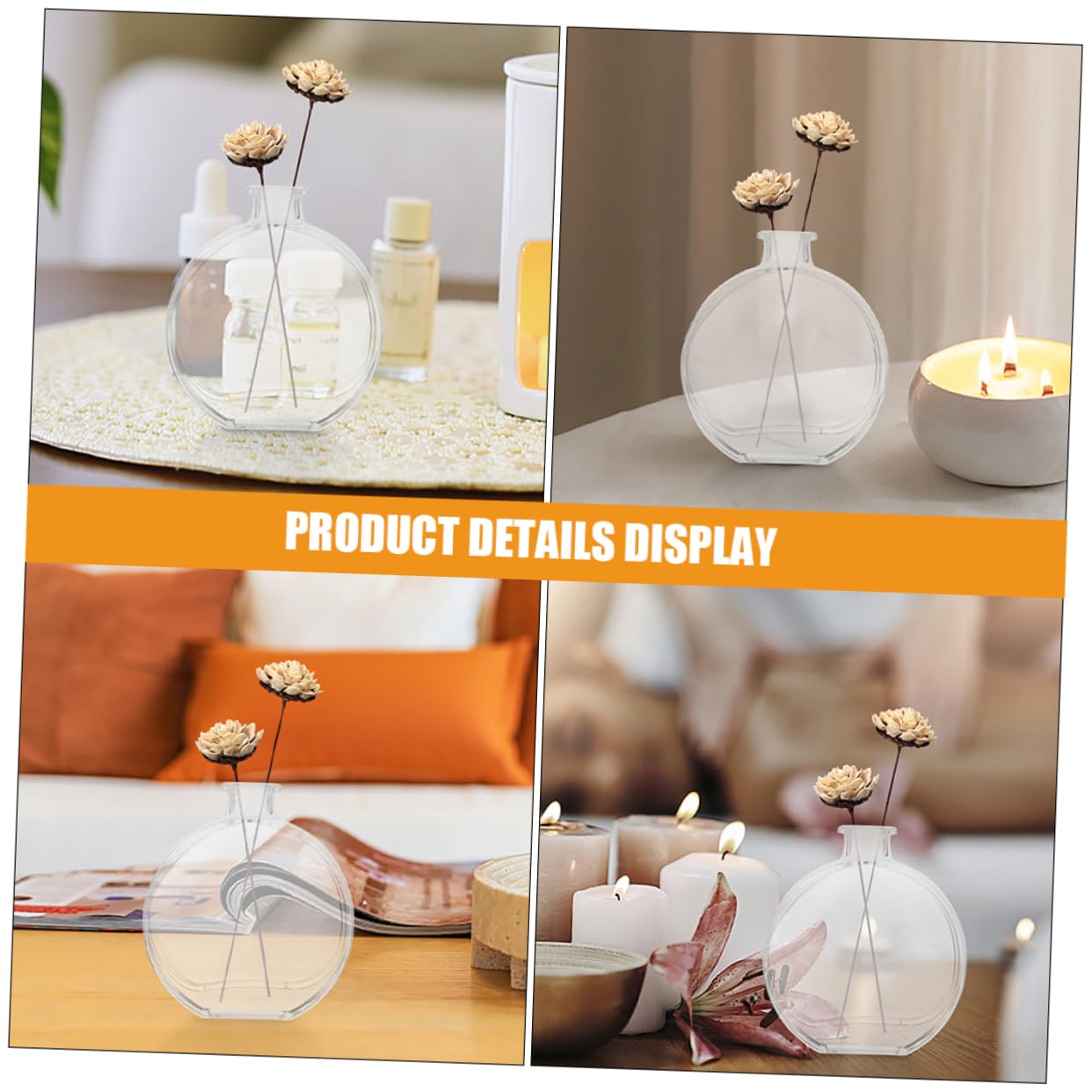 BESTOYARD 5sets Bottiglia Diffusore Trasparente per Aromaterapia con Tappo Contenitore per Fragranze per Casa e Ufficio Design Elegante e Portatile