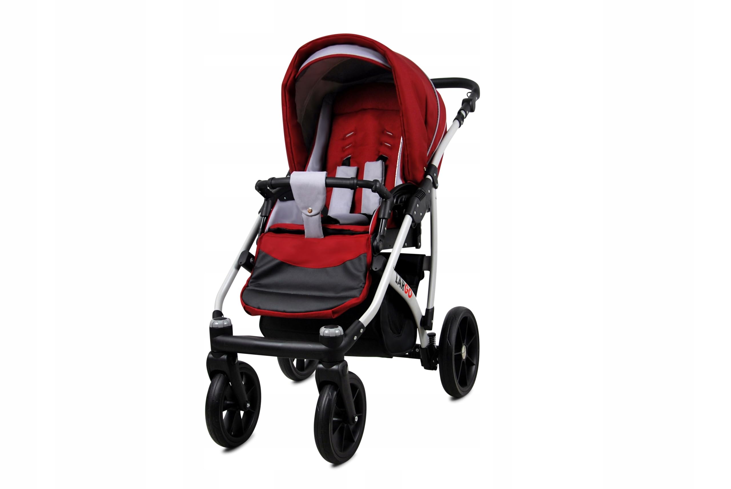 BabyLux® Zestaw wózków dziecięcych 3 w 1 – Largo – w zestawie wanienka dla niemowląt, fotelik sportowy, fotelik samochodowy – zestaw wózków dziecięcych z torbą do przewijania, osłoną przeciwdeszczową