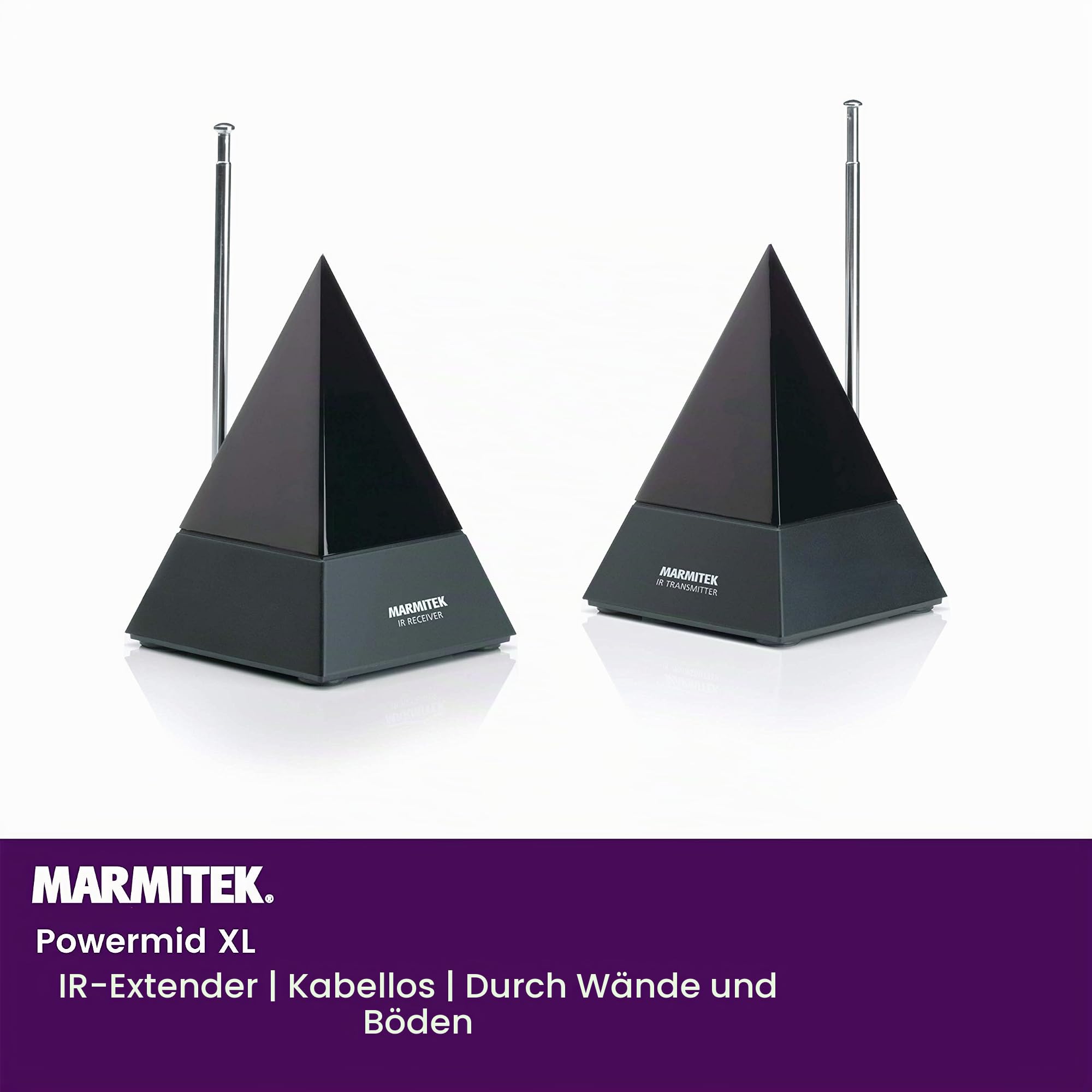 Infrarot Extender - Marmitek Powermid XL - Steuern Sie Ihre AV Geräte mit diesem IR Repeater drahtlos von einem Anderen Raum aus & One for All Contour 8 Universal Fernbedienung TV