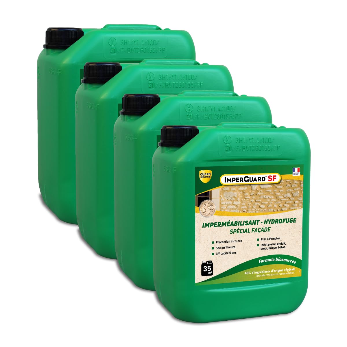 Impermeabilizante Fachada Incolora Alto Rendimiento Fórmula Planta-ImperGuard Especial Fachada-Piedra, Crepis...-5años-20L-200m2