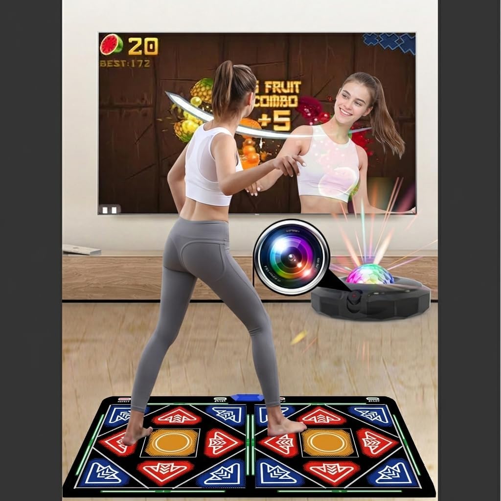 Single/Double HDMI Musical Electronic Dance mat with a Camera,a 64G Large Memory Card,Including 1030 Games,81 Music Videos,650 Songs,Suitable for TV use,a Luxurious Gift for Boys and Girls