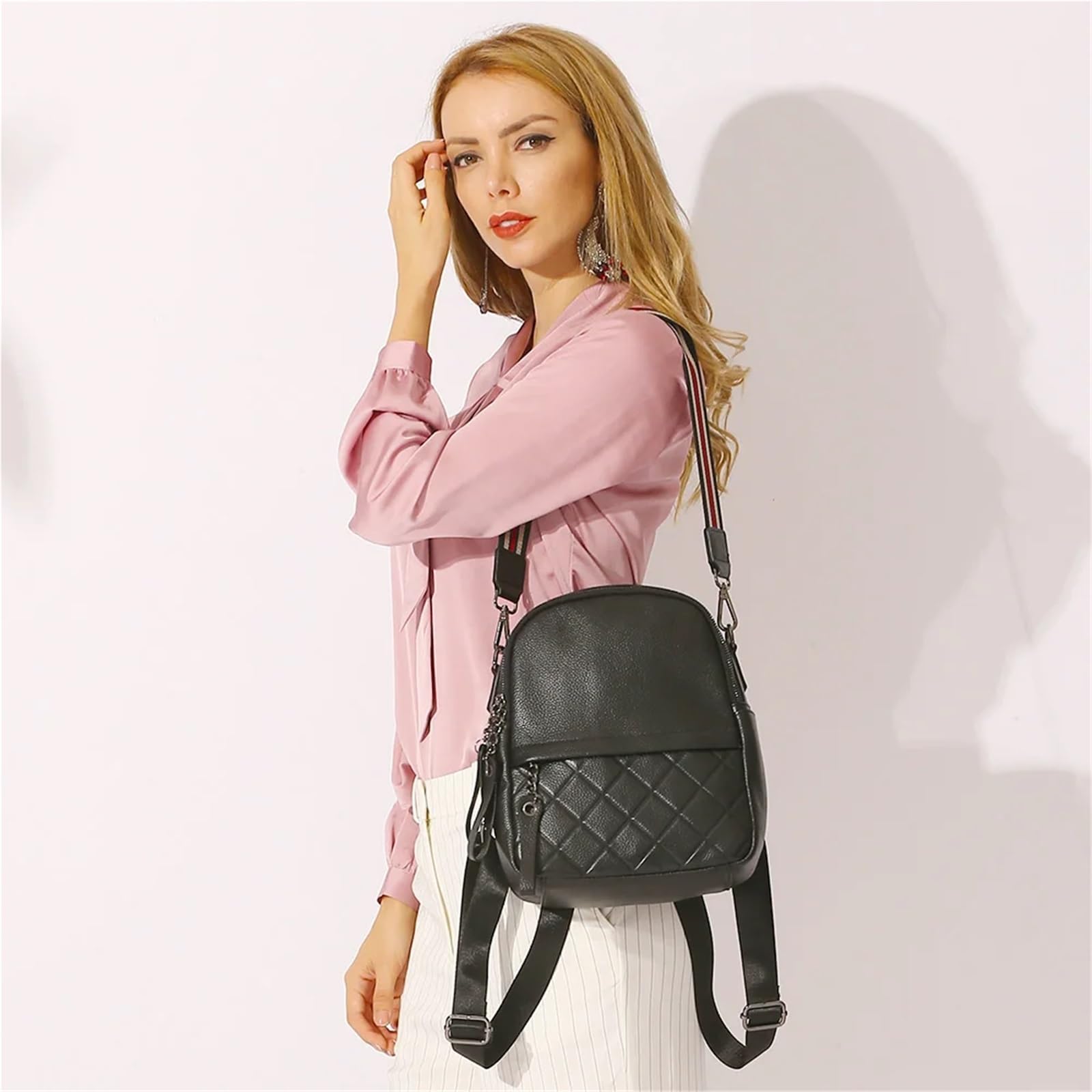 Zaino da viaggio casual for ragazze, for le vacanze, nero, quotidiano per viaggi, shopping e scuola(White)