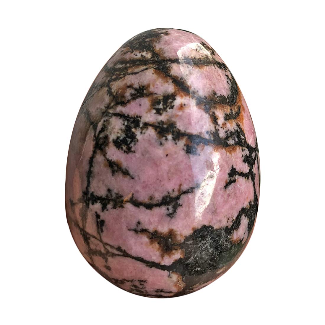 Polished Stone Egg for Easter Day, Palm/Pocket/Worry Enegry Healing Crystal Display Sphere Figurine Fengshui, Rhodonite 1.8" x 1.3"