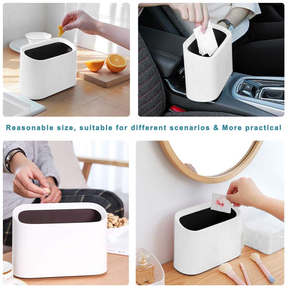 Cestino Da Tavolo Mini 1,5L | Design Inclinato | Doppia Manica Per Sacchetto | Materiale PP | Per Ufficio E Casa - Foto 6