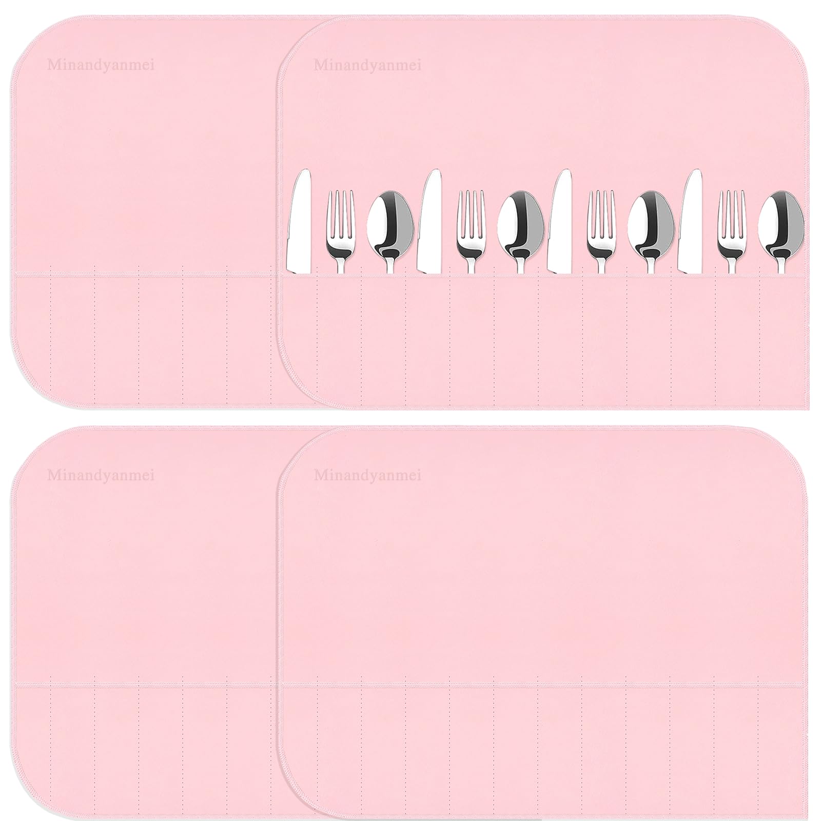 Minandyanmei 4Pcs Anti Tarnish Silverware Storage Bags Flatware Organizers For Kitchen Storage Utensil Organizer Cloth Silverware Holder Place Setting